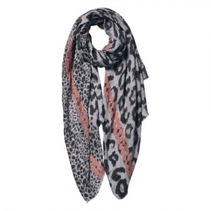 Šedý šátek s potiskem – 80x180 cm