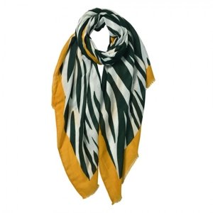 Krémovo černý šátek se žlutým lemem – 80x180 cm