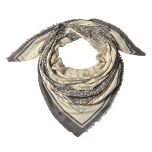 Šedivo béžový šátek s ornamenty – 140x140 cm