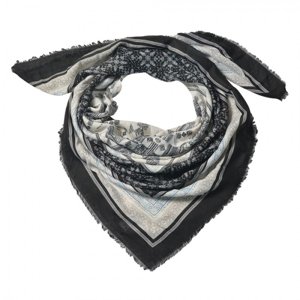 Bílo černý šátek s ornamenty – 140x140 cm