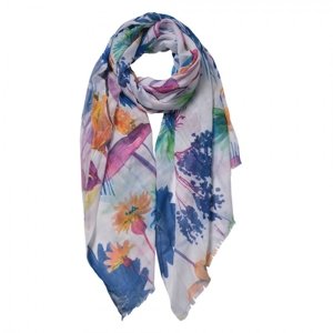 Pestrobarevný šátek s motivem květin – 70x180 cm