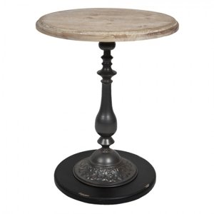 Kovový odkládací stolek s dřevěnou deskou Dirkje – 50x64 cm