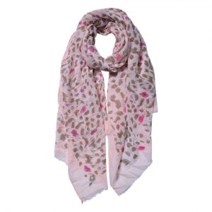 Růžovo hnědý šátek s potiskem – 70x180 cm