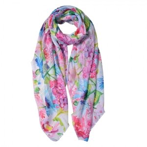 Barevný šátek s potiskem květin – 80x180 cm