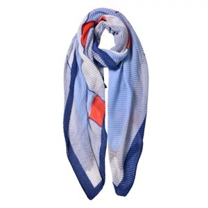 Bílo modro červený žebrovaný šátek – 85x180 cm