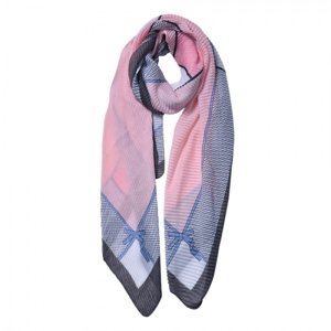 Šedo růžový žebrovaný šátek – 85x180 cm