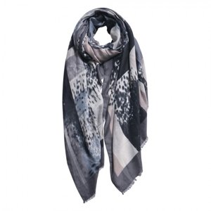 Hnědo šedý kostkovaný šátek – 85x180 cm