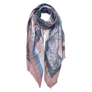 Hnědo šedý šátek se vzorem – 85x180 cm