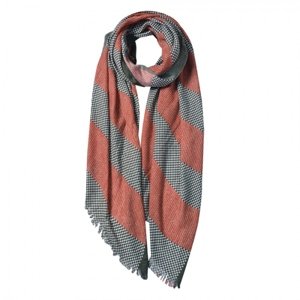 Oranžovo hnědý kostkovaný šátek – 85x180 cm