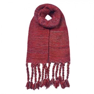 Červená pletená šála s třásněmi – 30x160 cm