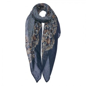 Modrý šátek se vzorem – 90x180 cm
