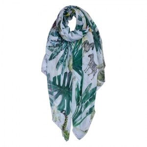 Zeleno-bílý šátek Safari – 90x180 cm