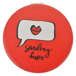 Červené kulaté zrcátko Sending kisses – 7 cm