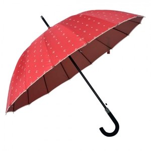 Červený deštník s puntíky a mašličkami – 98 cm