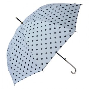 Bílý deštník pro dospělé s černými puntíky – 100x88 cm