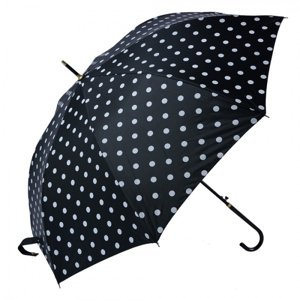 Černý deštník pro dospělé s bílými puntíky – 100x88 cm