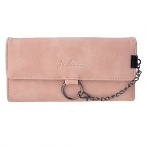 Světle růžová peněženka s řetízkem – 19x9 cm
