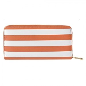 Středně velká peněženka s oranžovo bílými pruhy se zapínáním na zip – 19x10 cm