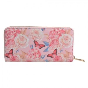 Růžová peněženka s motýlky – 10x19 cm