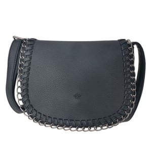 Černá kabelka přes rameno s kovovou stříbrnou aplikací Hester – 20x16x6 cm