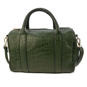 Zelená kabelka do ruky i přes rameno s imitací krokodýlí kůže – 27x10x19 cm