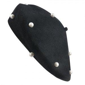Černý baret s perličkami – 28 cm