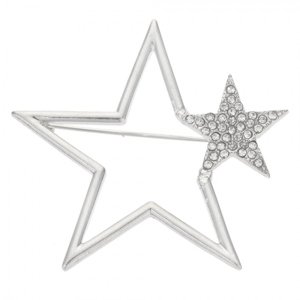 Brož stříbrná hvězda s malou hvězdičkou – 4x1x4 cm