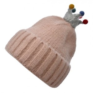 Béžová zimní dětská čepice s korunkou