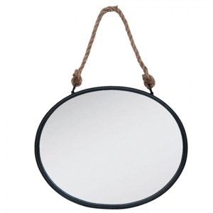 Oválné kovové zrcadlo s provazem – 50x4x40 cm