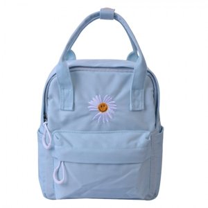 Modrý batoh s květinou – 21x9x23 cm