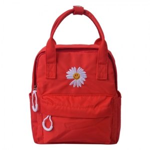 Červený batoh s květinou – 21x9x23 cm