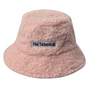 Růžový dětský zimní klobouk s nápisem