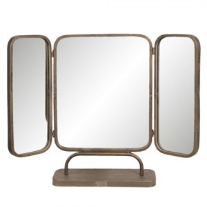 Stolní třídílné zrcadlo s kovovým rámem – 66x14x50 cm