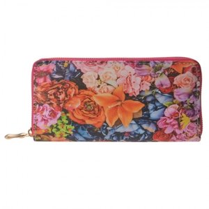 Středně velká peněženka s barevnými květinami. – 9x14 cm