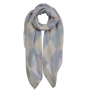 Šedo modro béžový šátek s proužky – 90x180 cm