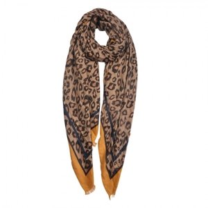 Hnědý šátek s tygrovaným motivem – 90x180 cm
