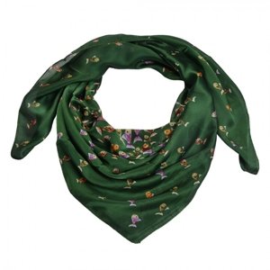 Zelený šátek s rybičkami – 110x110 cm