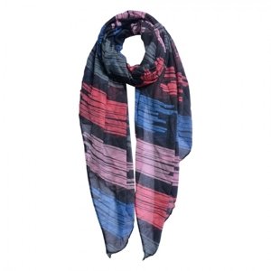 Tmavě šedý šátek s barevnými pruhy – 80x180 cm