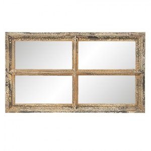 Nástěnné zrcadlo v designu okna s patinou Lourens – 36x3x62 cm