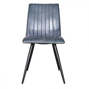 Modro-šedá kožená jídelní židle Hrine – 48x64x89 cm