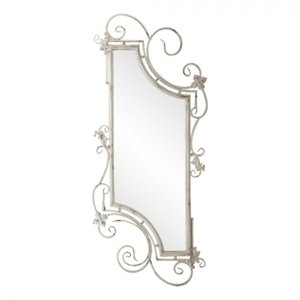 Nástěnné dekorativní vintage zrcadlo v bílém rámu s patinou – 63x3x153 cm