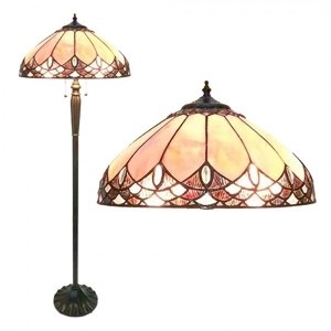 Stojací lampa Tiffany Béžová, Hnědá 50*157 cm E27/max 2*60W – 50x157 cm