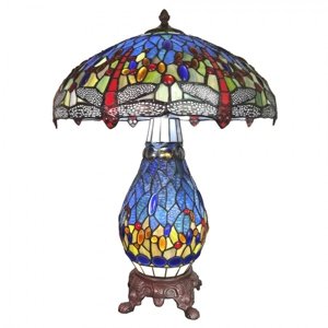 Modrá stolní lampa Tiffany Robbert – 46x63 cm