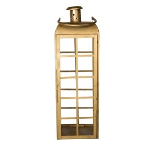 Zlatá kovová lucerna Simply na zavěšení- 17*17*60 cm – 17x17x60 cm