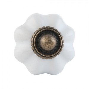 Keramická úchytka Candela bílá – 3x3 cm