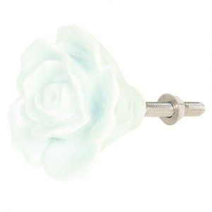 Světle mintová porcelánová úchytka růže – 4 cm