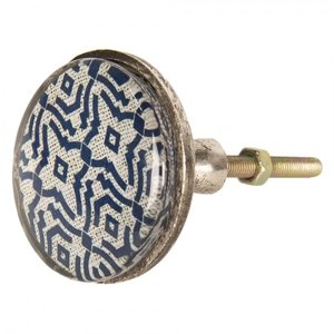 Kovová úchytka s modrým ornamentem I – 5x8 cm
