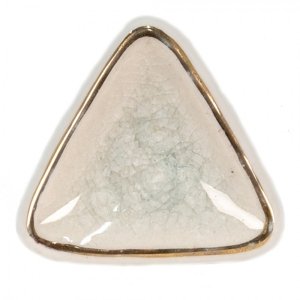 Bílá antik úchytka s popraskáním ve tvaru trojúhelníku – 5x5x7 cm