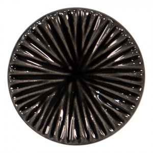 Černá kulatá keramická úchytka s rýhovaným zdobením Anko – 4x3 cm