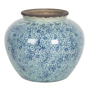 Vintage váza z keramiky s kvítky ok – 20x16 cm